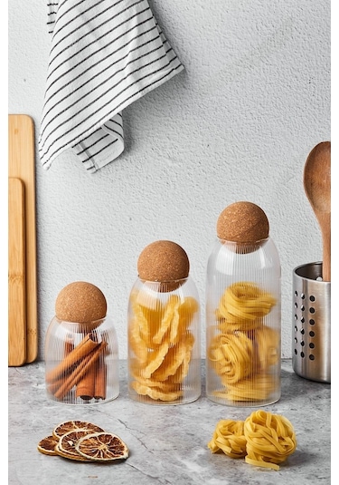 Perotti Kavanoz Seti 3 Lü Lanford 16780 Ahşap - Şeffaf