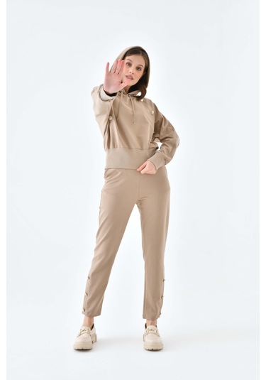 Ftz Women Kadın İki İp Düğme Detaylı Takım Beige 30640-beige Bej