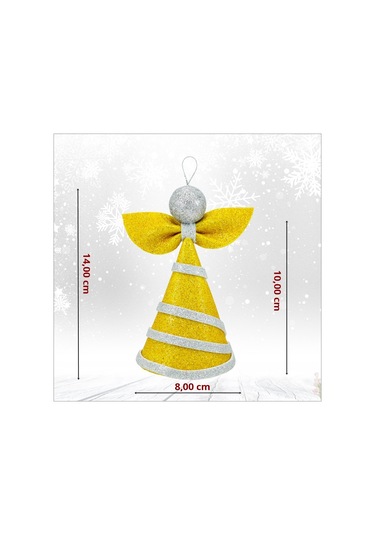 Yılbaşı Ağacı Simli Eva Külah Tepelik, 14cm X 9cm - Altın