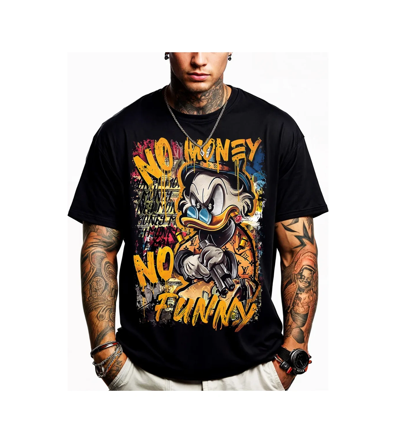 Romaxtex Işıldayan Baskılı Scrooge Tişörtü 323110792 Siyah