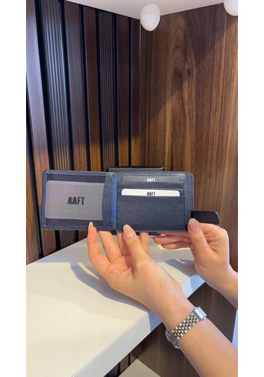 Mft Leather Hakiki Deri Mıknatıslı Kartlık Mona 1103 Lacivert