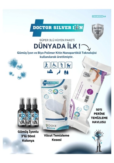 Doctor Silver Ion Gümüş İyonlu Kolonya 3 x 50 ML + Vücut Temizleme Kesesi + Perine Islak Mendili 50'li