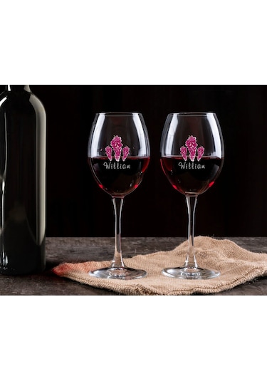 Bk Gift Kişiye Özel İsimli Renkli Baskılı 2li Şarap Kadehi Seti- 1, Şarap Kadehi Hediye Seti, Doğum Günü Hediyesi, Sevgiliye Hediye Kobitmeyen137722 B