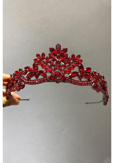 FdayAksesuar Kırmızı Serlin Model Gelin Tacı FRDY31486