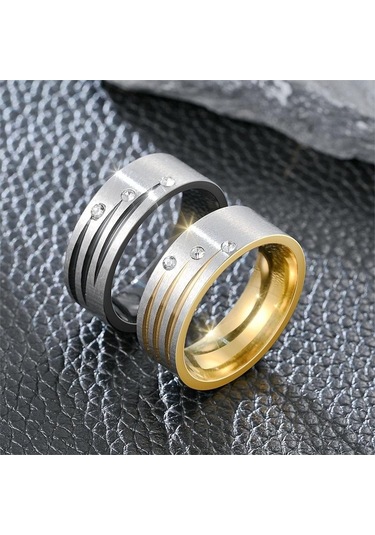 Siyah Avrupa Ve Amerikan Moda Titanyum Çelik Çift Yüzük Mizaç Zirkon Yüzük 12 Siyah