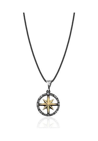 Silvera Telkari Erkek Pusula Kolye 925 Ayar Gümüş Otantik Model St363