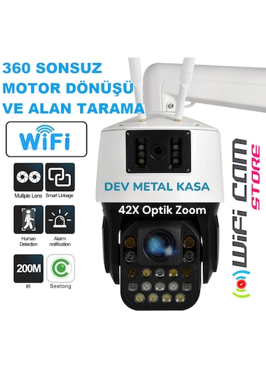 Çift Kameralı 42x Optik Zoom Dev Metal Kasa Wıfı Kamera