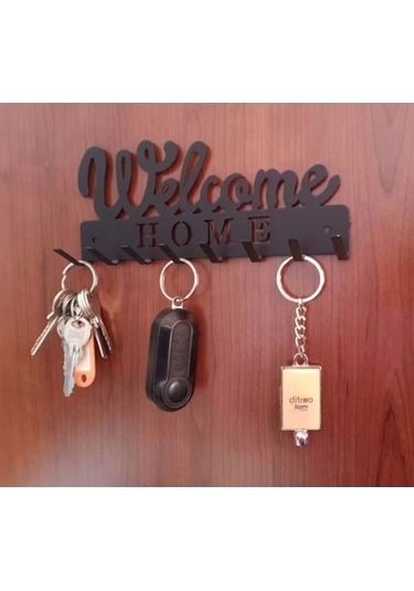Lazer Anahtar Askısı Welcome Mat Siyah Mat Siyah