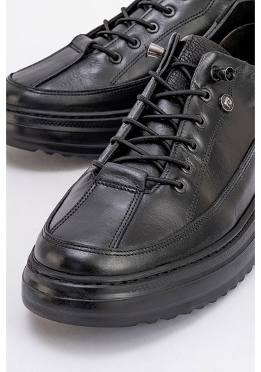 Erkek Kalın Taban Comfort Casual Ayakkabı Gerçek Deri Pc 90402 Siyah Null Siyah