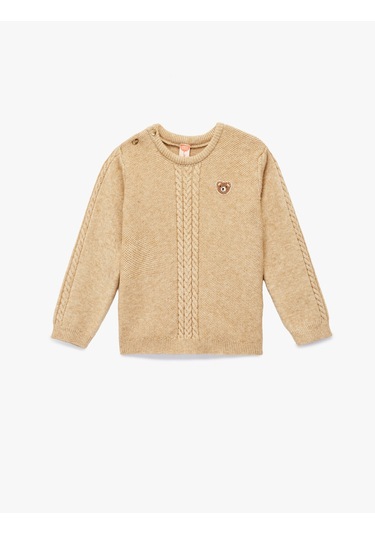 Koton Uzun Kollu Viskon Karışımlı Bisiklet Yaka Triko Kazak Bej 6wmb90014tt Ekru