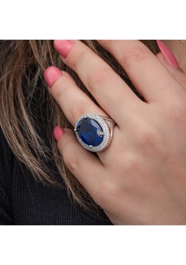 Casera's Gümüş Safir Taşlı Kadın Yüzük Csr2185505 Gümüş