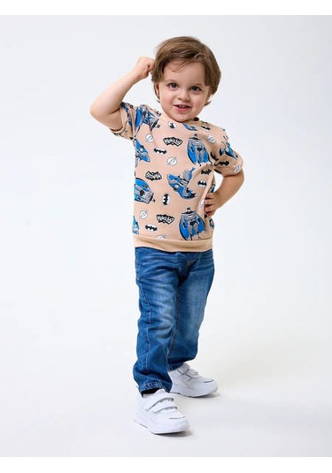 Little Forest Erkek Çocuklar İçin Pamuklu Kısa Kollu Takımı 3 Parça 460750157 Bej