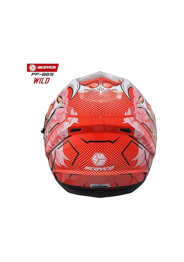 Scoyco FF-869 Wild Sarı Camlı Güneş Vizörlü Kapalı Kask Beyaz - Gri - Turuncu