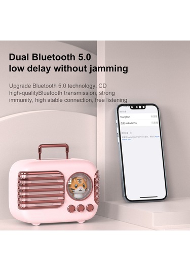Springsun Dw09 Bluetooth Hoparlör 5.0, 5w Ses, Tws Bağlantı, Tf Kart Desteği, El İstemsiz Arama, Minyatür Gece Lambası