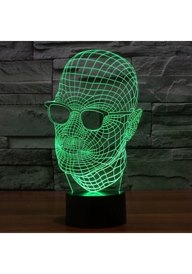 Sones Gözlüklü Adam Stil 3d Dokunmatik Anahtar Kontrol Led Işık, 7 Renk Renk Değişikliği Görsel Stereo Lamba Gece Lambası 50281349 Çok Renkli