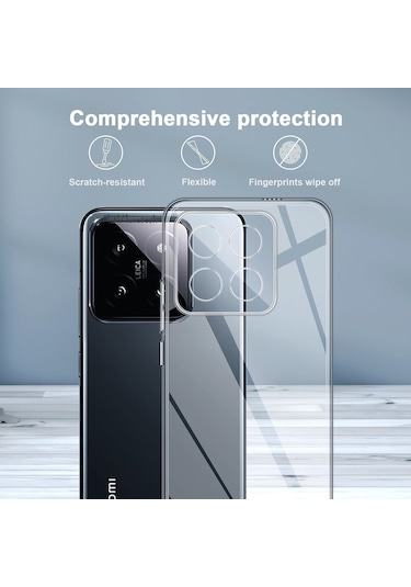 Xiaomi Mi 14t Pro Kılıf Şeffaf Silikon +9h Ekran Koruyucu Cam Set