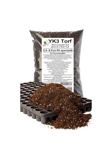 İthal YK3 Torf Cocopeat Perlit ile Çiçek Sebze Tohumu Toprak 20 L