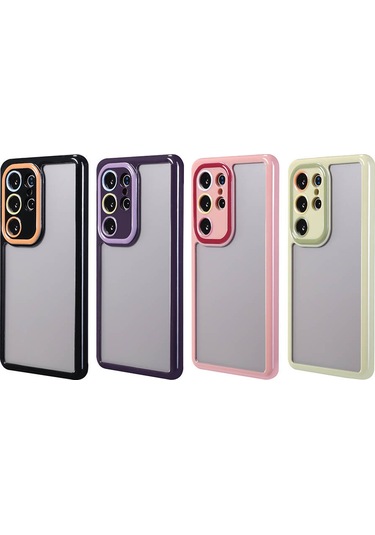 Ardemix Galaxy Uyumlu S24 Ultra Kılıf Kamera Korumalı Renkli Kenar Ve Çerçeve Tasarımlı Vit Yeşil