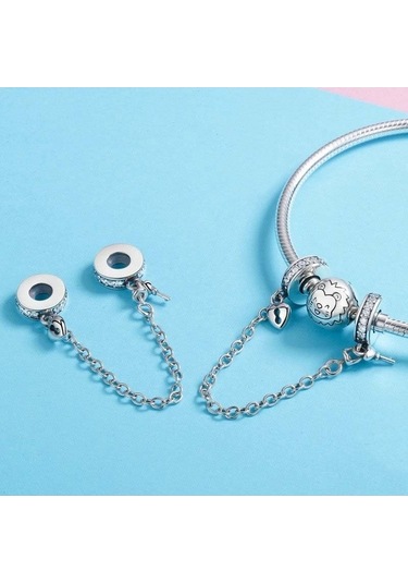 Fastbuy S925 Ayar Gümüş Kalp Kolye, Emniyet Zinciri, Çok Renkli Modeller Çok Renkli