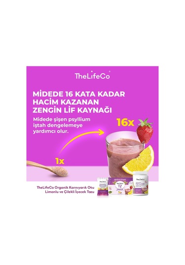 Thelifeco Organik Karnıyarık Otu Limonlu ve Çilekli İçecek Tozu 7 x 6 G