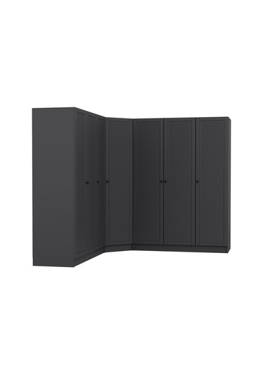 Kale 7 Kapaklı 4 Çekmeceli Köşe Dolap Antrasit Mebran Panjur 210cm Antrasit
