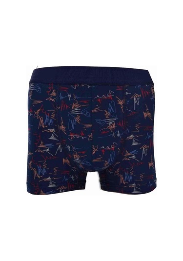 Nivemeshome 4480 Erkek Lycralı Cotton Boxer Lacivert Zigzag Desenli L Berrak Çok Renkli