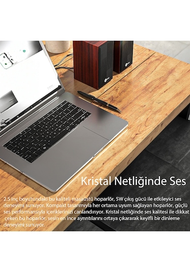 Lecoo DS105 Kablolu USB + 3.5mm Jack Girişli 6W Stereo Masaüstü Ahşap Hoparlör