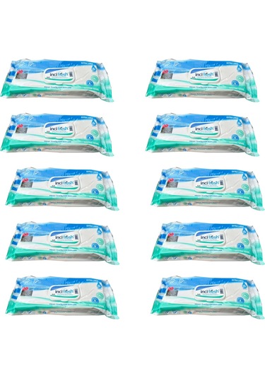 İnci Fresh Islak Vücut Temizleme Havlusu Mendil - Vitamin E + B5 - Parabensiz - 50 Adetlik 10 Paket