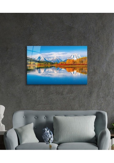 Dağ Yansıma Manzara Cam Tablo 4mm Dayanıklı Temperli Cam Mountain Reflection Landscape Glass Table25