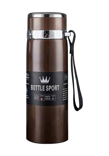 Rogfer 1000ml 316 Paslanmaz Çelik İzoleli Kupa Büyük Kapasiteli Vakum Termos Açık Taşınabilir Araba Yalıtımlı Su Şişesi Kahve Kahverengi