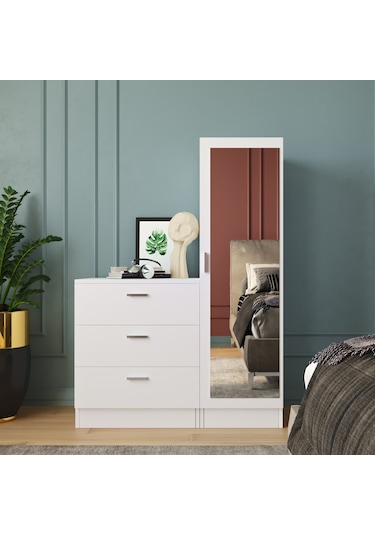 Robin Home Lyana Aynalı Şifonyer Gardırop Beyaz