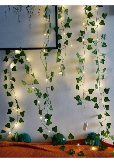 Dekoratif Yeşil Yapraklı Yapay Sarmaşık Ve Peri Led Gün Işığı Renk Yeşil