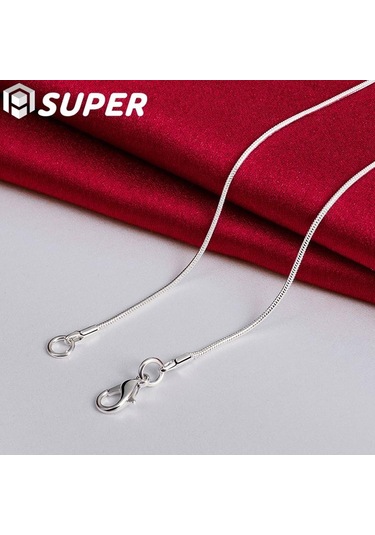 925 Ayar Gümüş Yılan Zincir Pürüzsüz Boncuk Kolye Kolye Takı