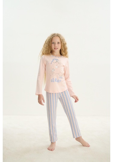 Sevim Kız Çocuk Uzun Kol Pembe Pijama Takım C4t0n7o8 001
