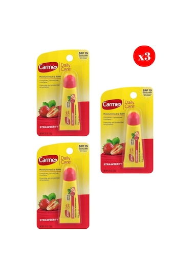 Carmex Lip Balm Tüp Spf Çilek 10gr X3 Adet