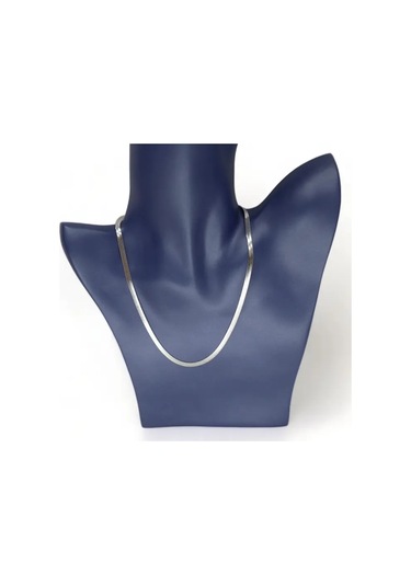 İtalyan 4 Mm Gümüş Rengi Çelik Ezme Zincir 45 Cm Silver