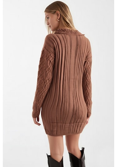 Armonika Kadın Camel V Yaka Triko Kazak Arm-26k136037