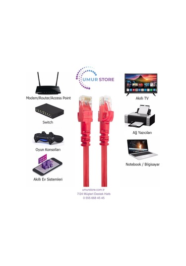 30 Cm-santimetre Cat6 Network-ağ-ethernet Kablosu Kırmızı