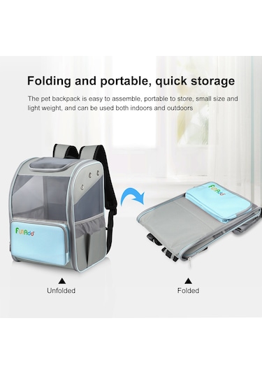 Funadd Fold Nefes Alabilir Pet Sırt Çantası Açık Omuzlar Kedi Çantası Mavi