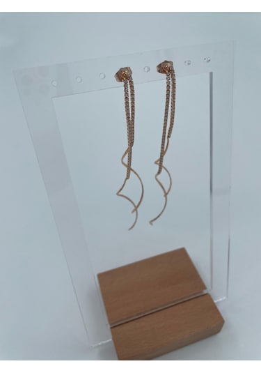 Xbaby Sıra Taşlı Dalgalı Rose Gold Sallanan Küpe Çok Renkli