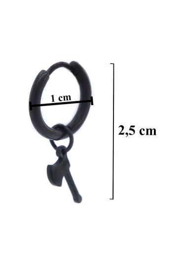 FerizZ 316L Çelik Unisex Siyah Tek Balta Küpe UNK-486 Siyah