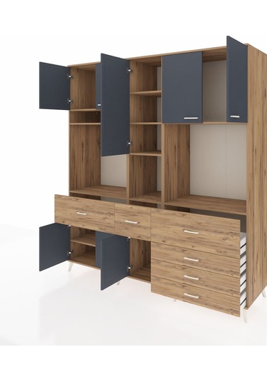 Kronos Dolap 10 Raflı 6 Çekmeceli 8 Kapaklı 220x59x243 Çam-antrasit/çam Antrasıt/atlas Çam Kronos Dolap 10 Raflı 6 Çekmeceli 8 Kapaklı 220x59x243 Çam-antrasit/çam Antrasıt/atlas Çam