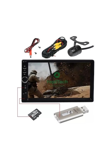 Exvol EXW-X70  Double Teyp 7 İnc+Park Kamerası Usb Bluetooth Mp3 Mp4