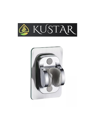 Kustar Krom Kendinden Yapışkanlı 15 Kg Taşıyabilen Nano Duş Başlığı Askısı Mafsal Kolay Temiz Kurulum Gri