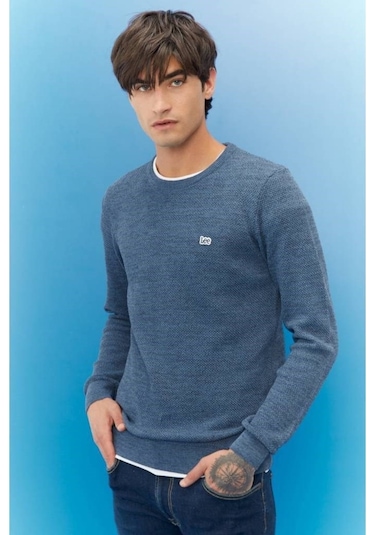 Lee Erkek Mavi Kazak Mavi