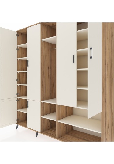 Kronos Dolap 15 Raflı 5 Kapaklı Tek Askılı 220x59x243 Çam-aytaşı/aytaşı Aytası/aytası