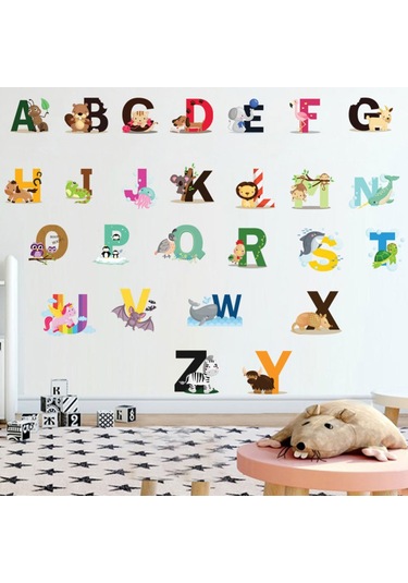 Yaozixia Alfabe Şekilli Duvar Çıkartmaları Kendin Yap Harf Temalı Erkek Çocuk Odası Duvar Çıkartmaları Çıkarılabilir Vinil Duvar Sanatı Dekoru Ev Anaokulu Kreş Dekorasyonları Çok Renkli