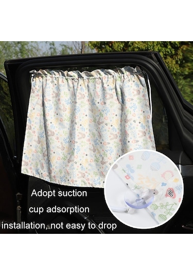 Cbtx Global Sevimli Desen Baskılı Araba Penceresi Anti-uv Perde Pamuklu Bez Araç Yan Cam Güneşlik Perdesi - Nokta / Kahve