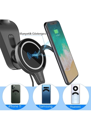 Ally Magsafe Iphone 12 Serisi 15W Kablosuz Hızlı Şarj Cihazı Ve-Siyah