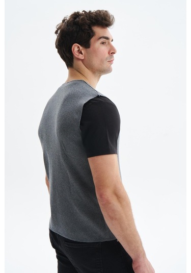 Arma Erkek Slim Fit Triko Yelek Pamuk Pima Cotton Düğmeli, V Yaka, Basic Stil K9kro0853 Gri